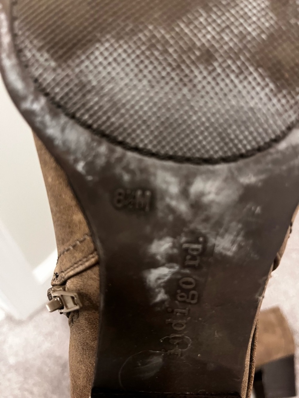 Indigo Chestnut Brown Suede Ankle Booties with Buckle Straps - Picture 7 of 7